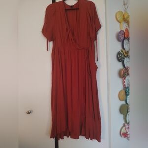 First Offer Accepted! Torrid Burnt Orange Faux Wrap Midi Dress